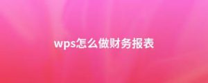 财务人员必学：用WPS表格做财务报表的方法